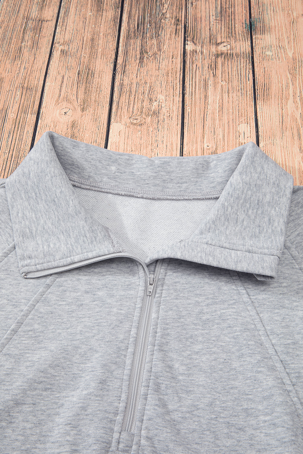 Aruba Blue Quarter Zip Stand Neck Kangaroo Pocket Sweatshirt