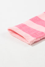 Load image into Gallery viewer, Pink Checkered Colorblock Striped High Low Loose Sweater
