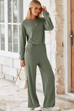 Load image into Gallery viewer, Laurel Green Solid Ribbed Knit Keyhole Back High Waist Jumpsuit
