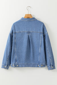 Wild Wind Washed Oversize Pocketed Denim Jacket