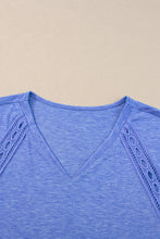 Load image into Gallery viewer, Sky Blue Crochet Lace Detail Oversized Tee
