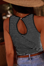 Load image into Gallery viewer, White Striped Print Ribbed Knit Sleeveless Top
