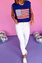 Load image into Gallery viewer, Bonbon Sparkling American Flag Knitted Vest
