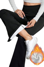 Load image into Gallery viewer, Black Thermal Lined Split Flare Leg Pants
