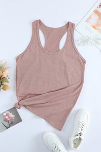 Gray Scoop Neck Basic Solid Tank Top