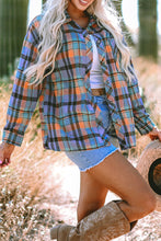 Load image into Gallery viewer, Orange Plaid Print Loose Vintage Shirt
