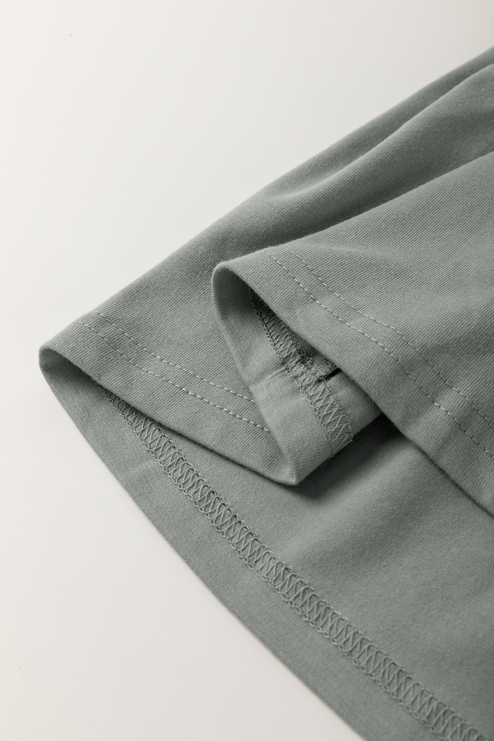 Medium Grey Solid Color Toothpick Stripe Round Neck T Shirt