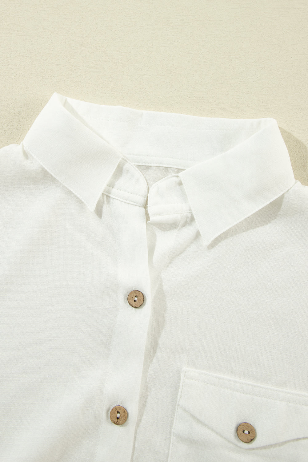 White Roll up Sleeve Knotted Casual Shirt