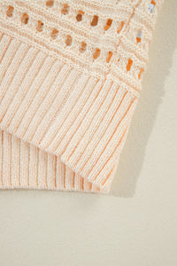 Apricot Solid Color Open Knit Duster Cardigan