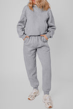 Load image into Gallery viewer, Gray Solid Exposed Seams Hoodie and Joggers Activewear Set
