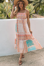 Load image into Gallery viewer, Multicolor Boho Patchwork Print Square Neck Sundress
