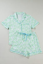 Load image into Gallery viewer, Green Vacation Coco Tree Print Short Sleeve Pajamas Set
