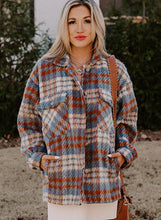 Load image into Gallery viewer, Cinnamon Plaid Print Chest Pockets Turn Down Collar Shacket
