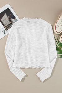 White Knit Jacquard Slim Fit Top