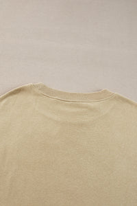 Parchment Solid Loose Crew Neck Fleece Sweatshirt