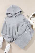 Load image into Gallery viewer, Gray Solid Exposed Seams Hoodie and Joggers Activewear Set
