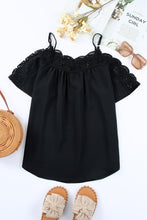 Load image into Gallery viewer, Black Crochet Neckline Off-shoulder Short Sleeve Top
