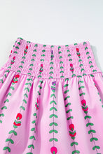 Load image into Gallery viewer, Pink Printed Smocked Tiered Maxi Skirt
