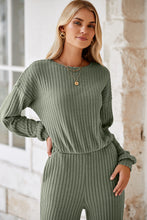 Load image into Gallery viewer, Laurel Green Solid Ribbed Knit Keyhole Back High Waist Jumpsuit
