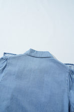 Load image into Gallery viewer, Myosotis Ruffled Shirred Cuffs Button up Chambray Shirt
