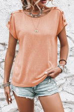 Load image into Gallery viewer, Smoke Gray Button Detail Batwing Sleeve Casual Tee
