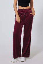 Load image into Gallery viewer, Burgundy Solid Drawstring Waist Wide Leg Pants
