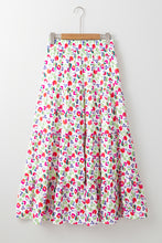 Load image into Gallery viewer, Pink Abstract Print Tiered Flowy Maxi Skirt
