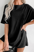 Load image into Gallery viewer, Black Solid Color Round Neck Basic Tunic T Shirt
