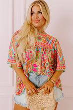 Load image into Gallery viewer, Green Fashion Printed Wide Sleeve Plus Size Blouse
