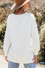 Load image into Gallery viewer, White Cable Textured Long Sleeve Round Neck Top
