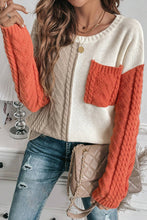 Load image into Gallery viewer, Gold Flame Colorblock Patched Pocket Drop Shoulder Sweater
