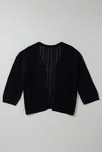 Load image into Gallery viewer, Black Hollow Out Knit Drop Shoulder Open Front Cardigan
