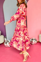 Load image into Gallery viewer, Rose Floral Print Buttoned Smocked High Waist Maxi Dress
