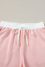 Load image into Gallery viewer, Light Pink Contrast Trim Ruffled Top and Drawstring Shorts Set
