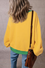 Load image into Gallery viewer, White Color Block Patch Drop Shoulder Oversized Sweatshirt
