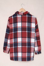 Load image into Gallery viewer, Red Plaid Print Buttoned Shirt Jacket
