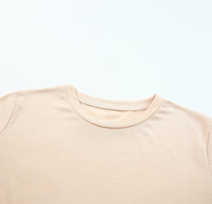 White Solid Color Crew Neck Tee