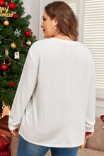 Load image into Gallery viewer, Peach Blossom Plus Size Ribbed Textured Long Sleeve T Shirt
