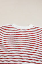 Load image into Gallery viewer, Red Stripe Ribbed Trim Loose Fit Knitted Sweater Vest
