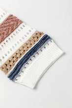 Load image into Gallery viewer, Multicolour Striped Hollow Out Half Sleeve Knitted Sweater
