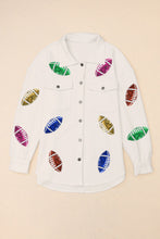 Load image into Gallery viewer, Beige Sequin Rugby Textured Knit Collared Shirt Jacket
