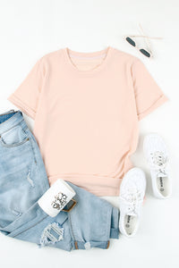 White Solid Color Crew Neck Tee