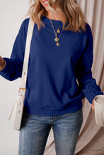 Load image into Gallery viewer, Navy Blue Solid Fleece Lined Drop Shoulder Terry Sweatshirt
