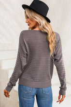 Load image into Gallery viewer, Green Textured Knit Round Neck Dolman Sleeve Sweater
