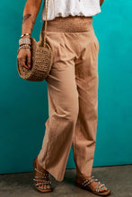 Load image into Gallery viewer, Clay Smocked Waist Loose Straight Leg Pants
