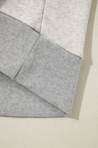 Light Grey Color Block Thumbhole Sleeve Drop Shoulder Sweatshirt