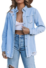 Load image into Gallery viewer, Fade Blue Ripped Denim Jacket
