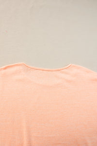 Smoke Gray Button Detail Batwing Sleeve Casual Tee