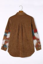 Load image into Gallery viewer, Khaki Aztec Pattern Corduroy Shacket
