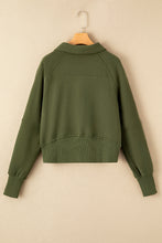 Load image into Gallery viewer, Sea Green Fleece Lined Zip Up Stand Collar Thumbhole Sleeve Sweatshirt
